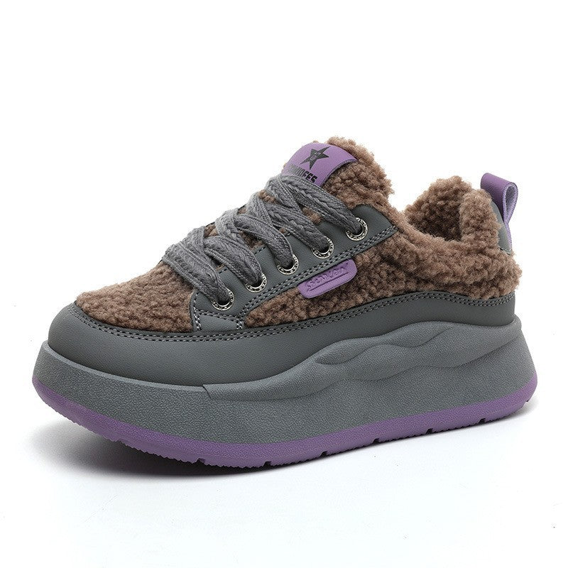 Damen modische Sneaker mit glänzenden Akzenten und kuscheliger Stoffoberfläche EB