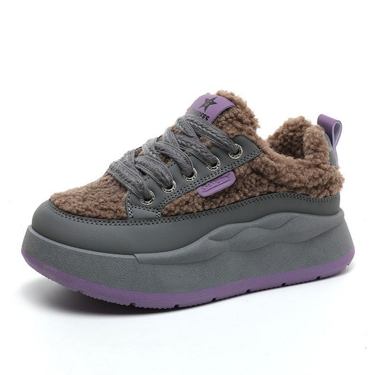 Damen modische Sneaker mit glänzenden Akzenten und kuscheliger Stoffoberfläche EB