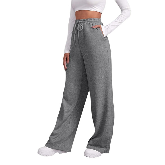 Damen nan weiter Highwaist Palazzo-Jogger mit elastischem Komfortbund, Kordelzug und seitlichen Eingrifftaschen EB
