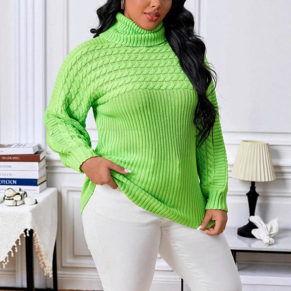 Damen Strickpullover mit hohem Kragen und strukturiertem Design EB