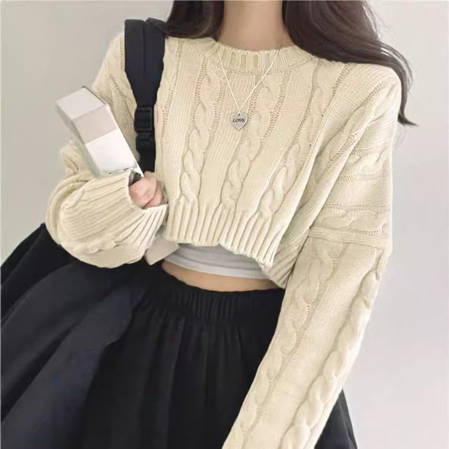 Damen Kurzgeschnittener Strickpullover EB