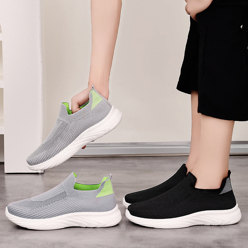Damen Sportliche Slip-On Sneakers mit atmungsaktivem Mesh-Obermaterial EB