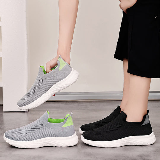Damen Sportliche Slip-On Sneakers mit atmungsaktivem Mesh-Obermaterial EB
