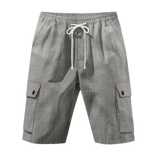 Herren nan utilitarische Cargo-Shorts mit Elastikbund, Tunnelzug und aufgesetzten Klappentaschen EB