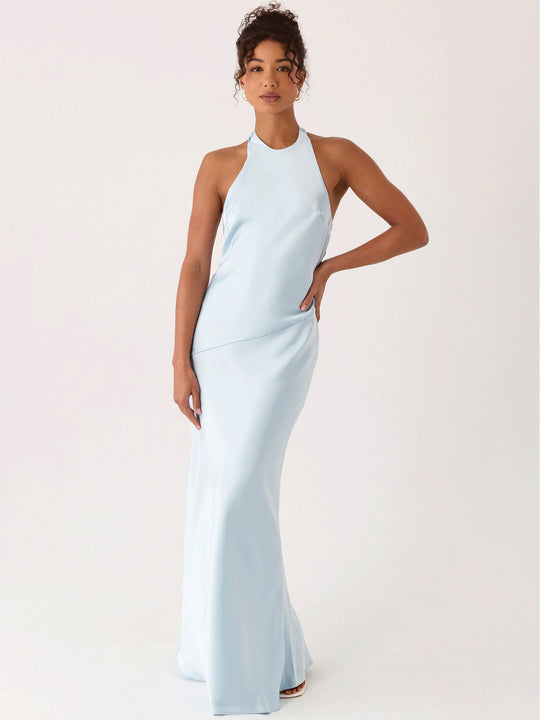 Damen Elegantes Abendkleid mit schickem Halterdesign und fließendem Stoff EB