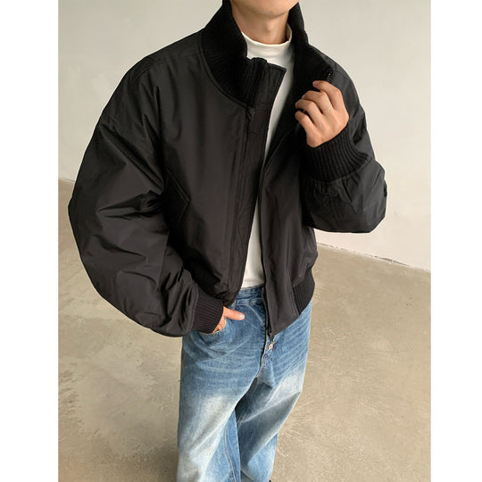 Herren lässige Bomberjacke mit hohem Kragen und praktischen Taschen EB