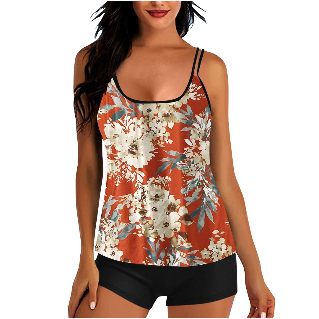Damen Sportoberteil mit floralem Design und integriertem Shorts EB