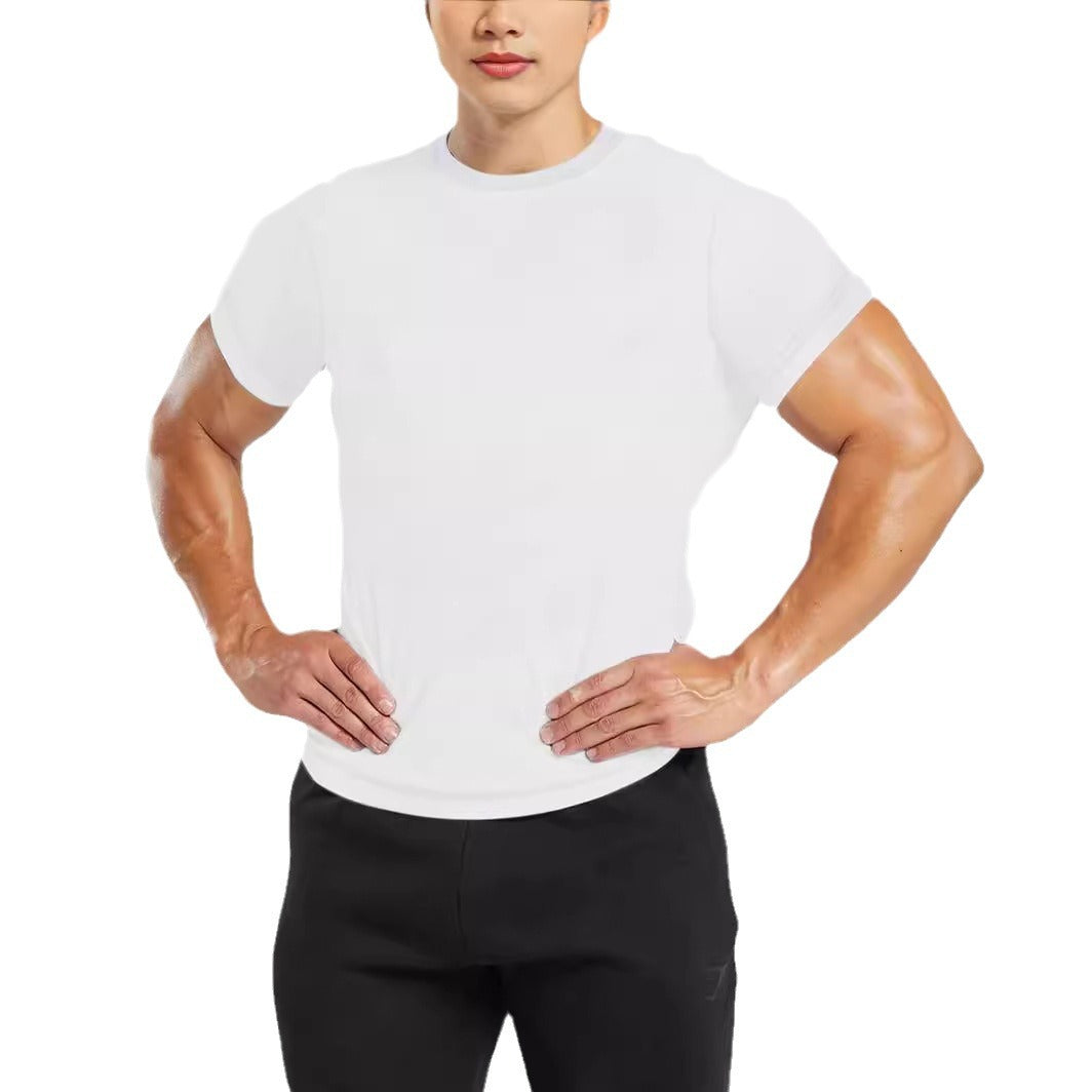 Herren nan tailliertes Rundhals-Leistungsshirt mit elastischem Seitenkeil und flachen Nähten EB