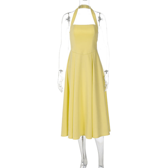 Damen Edles Maxikleid mit quadratischem Ausschnitt und schmalem Taillenband EB