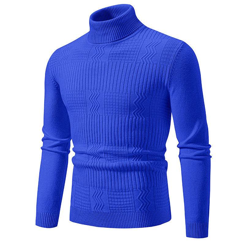 Herren nan strukturierter Rollkragenpullover aus feinem Strickmix mit körpernaher Passform EB