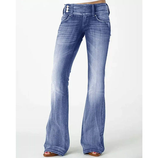 EB | Beliebte Weinlese Seitenknopf Hohe Taille Skinny Jeans