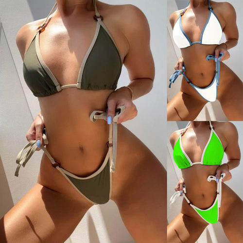 Damen Triangel-Bikini mit verstellbaren Bändern und eleganten Akzenten EB