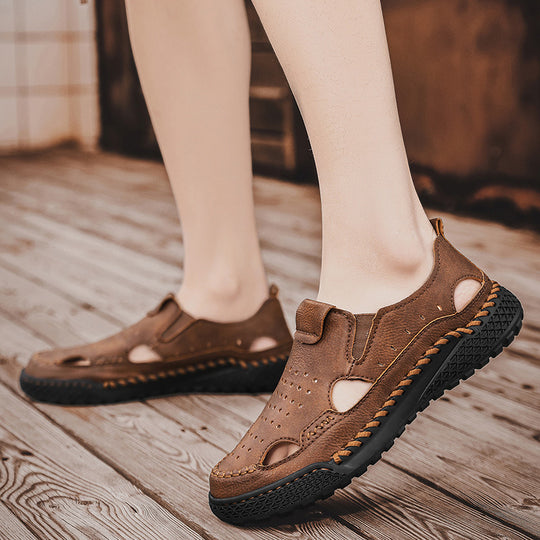 Herren atmungsaktive Leder Sandalen EB
