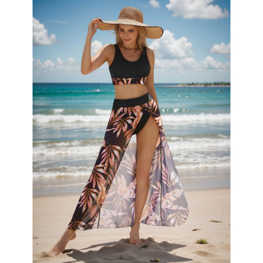 Damen Strandkleid mit modischem Hochschnitt und funktionalem Wickel-Design EB