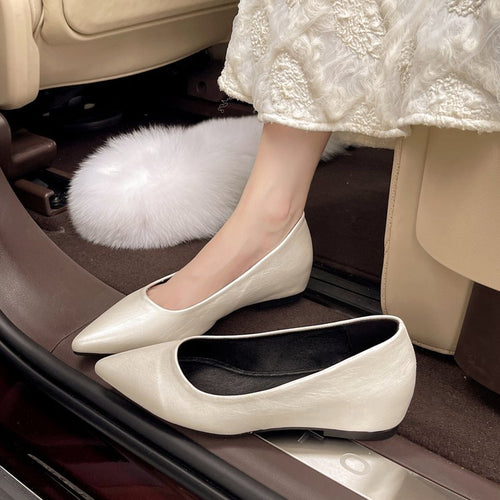 Damen modische spitze Ballerinas aus hochwertigem Leder EB