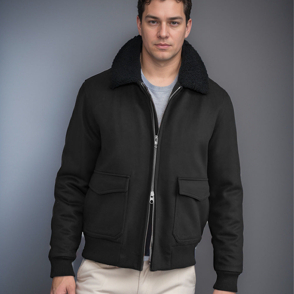 Herren warme Fleecejacke mit Stehkragen und praktischen Taschen EB