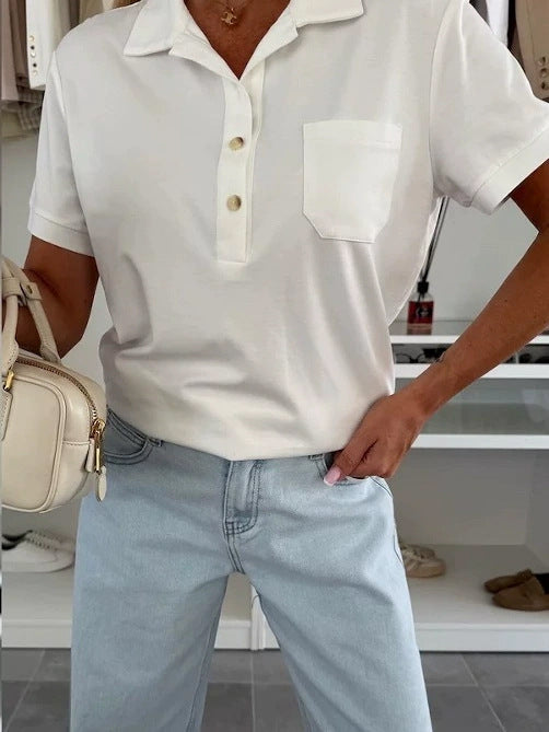 Damen Poloshirt mit Knopfleiste und Brusttasche EB