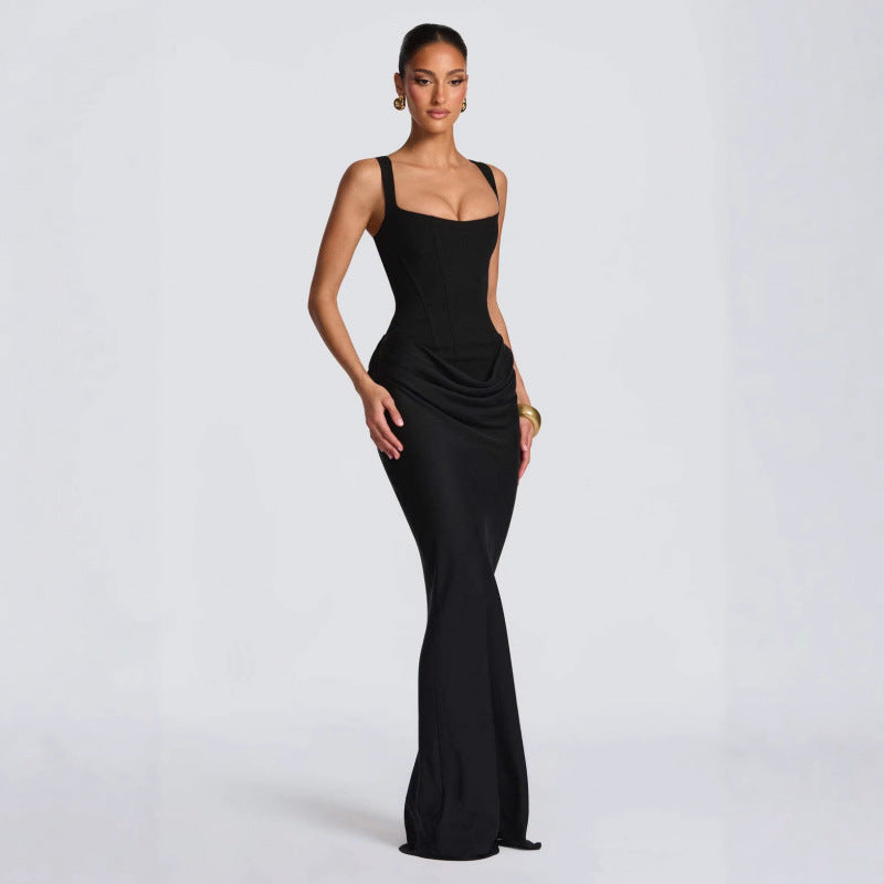 Damen Elegantes Maxi-Kleid mit raffinierten Drapierungen EB