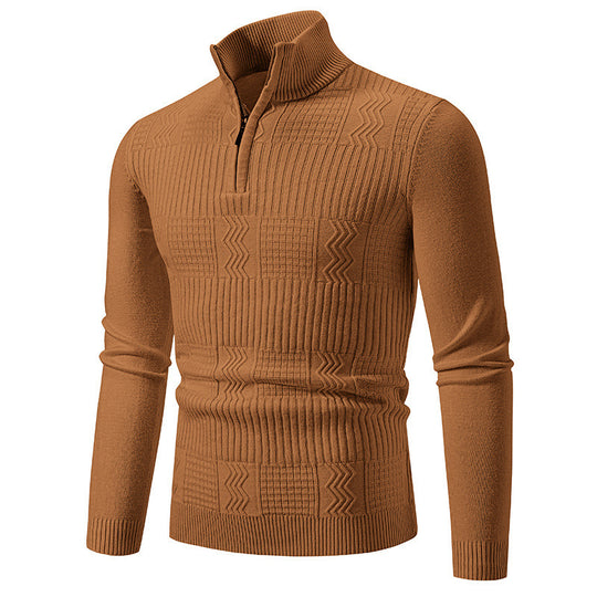 Herren Strickpullover mit modernem Stehkragen und strukturiertem Design EB
