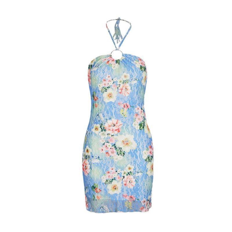 Damen sexy Spitzenkleid mit floralem Design EB