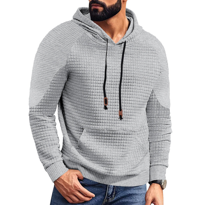 Herren nan Kapuzenpullover mit quadratischer Struktur, Raglanärmeln und Kängurutasche EB
