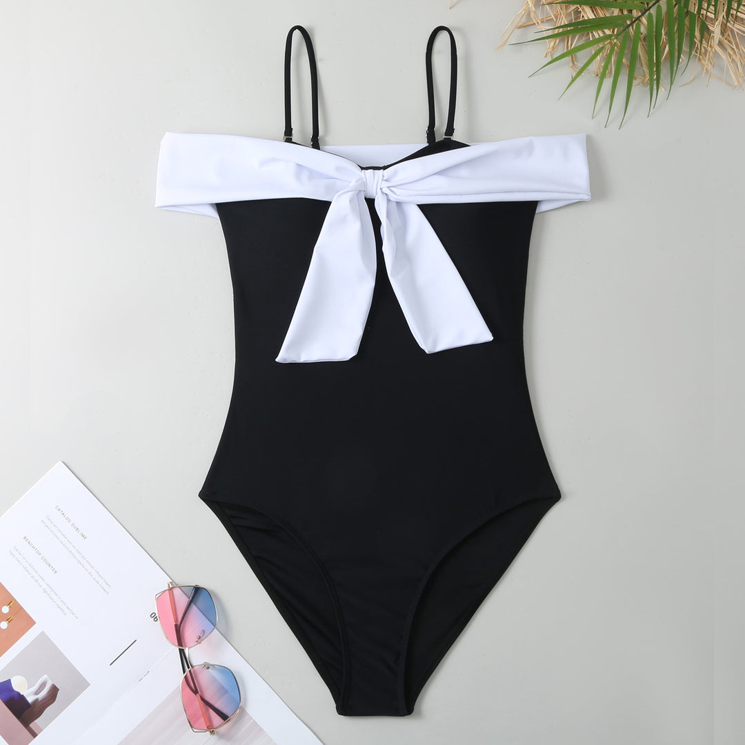 Damen Einteiler Badeanzug mit elegantem Wickel-Design und hohem Beinausschnitt EB