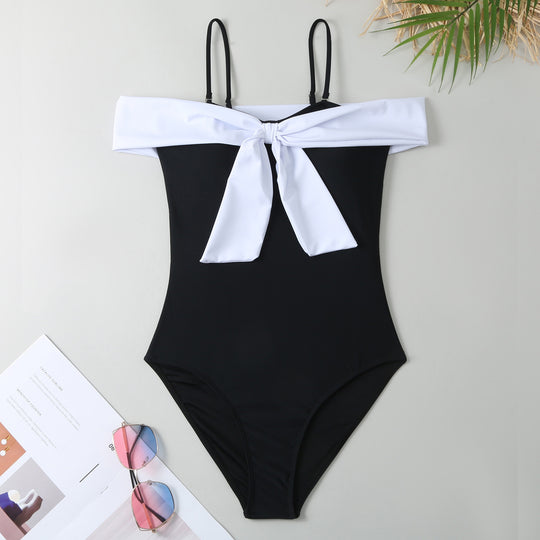 Damen Einteiler Badeanzug mit elegantem Wickel-Design und hohem Beinausschnitt EB