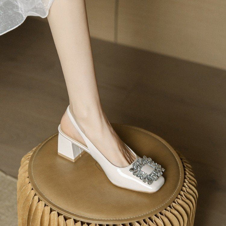 Damen elegante Slingback-Pumps mit funkelndem Schmuckdetail EB