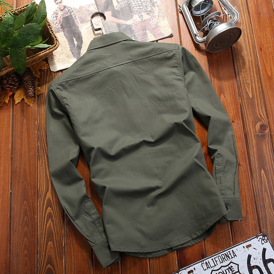Herren Military-Hemdjacke mit Schulterklappen und Pattentaschen EB