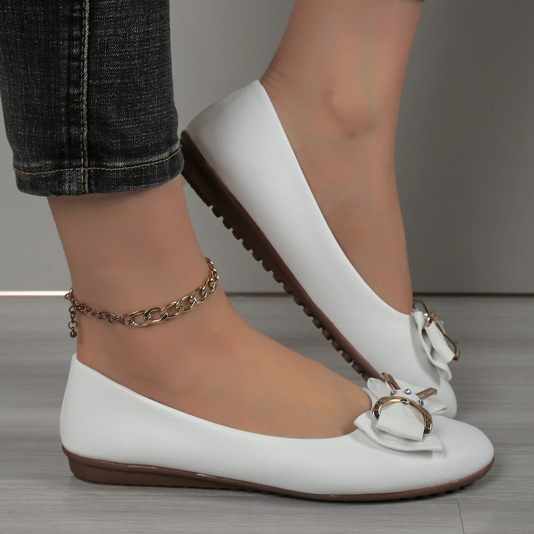 Damen Ballerinas mit funkelnder Schleifenapplikation und rutschfester Sohle EB