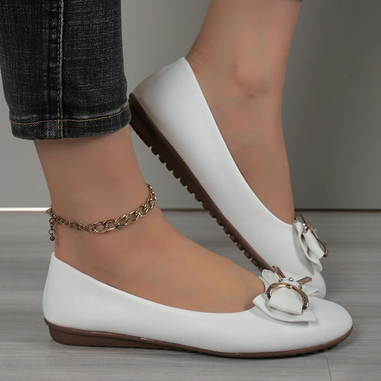 Damen Ballerinas mit funkelnder Schleifenapplikation und rutschfester Sohle EB