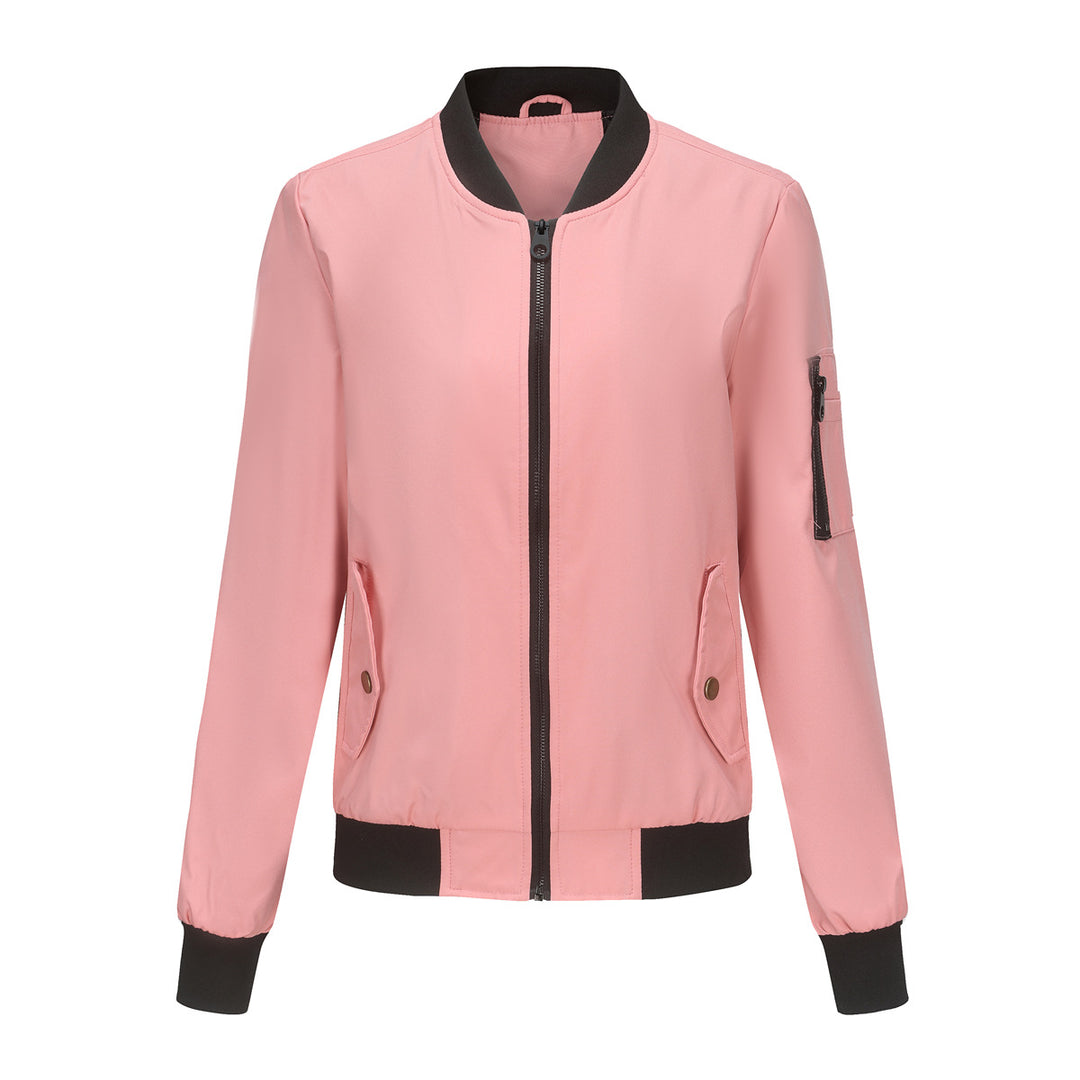 Damen modische Bomberjacke mit praktischen Reißverschlusstaschen und sportlichem Kragen EB
