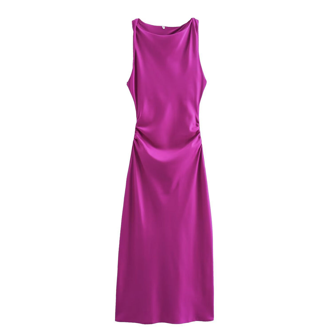 Damen elegantes Sommerkleid mit fließendem Schnitt und charmanten Rüschendetails EB