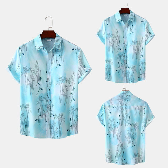 Damen Kurzarmhemd mit floralem Aquarelldruck und lockerer Passform EB