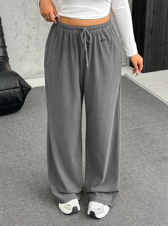 Damen nan weite Relaxhose mit hohem Bund elastischem Kordelzug und weitem Bein EB
