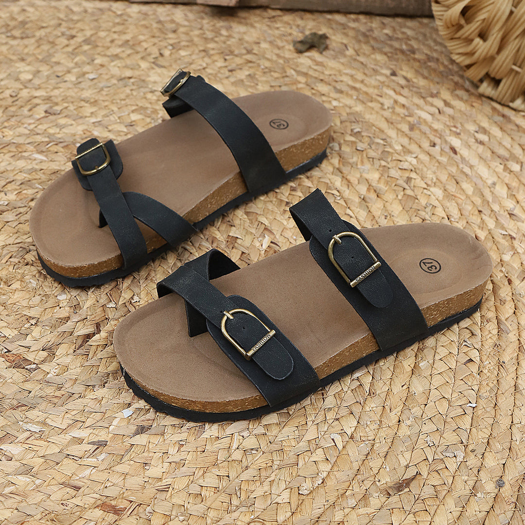 Damen Komfortable Birkentyp Sandalen mit modischen Schnallen EB