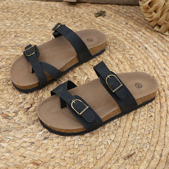Damen Komfortable Birkentyp Sandalen mit modischen Schnallen EB