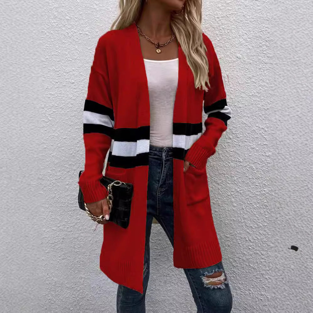 Damen Strickjacke mit modernen Streifen EB