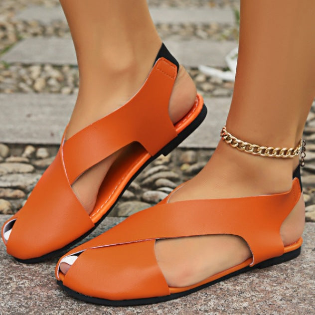 Damen offene Riemchen-Pantoletten mit elegantem Kreuzband-Design EB