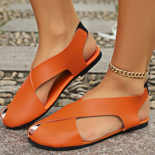 Damen offene Riemchen-Pantoletten mit elegantem Kreuzband-Design EB