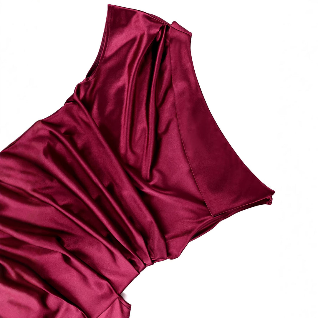 Damen figurbetontes Wickelkleid mit asymmetrischem Rüschen-Saum EB