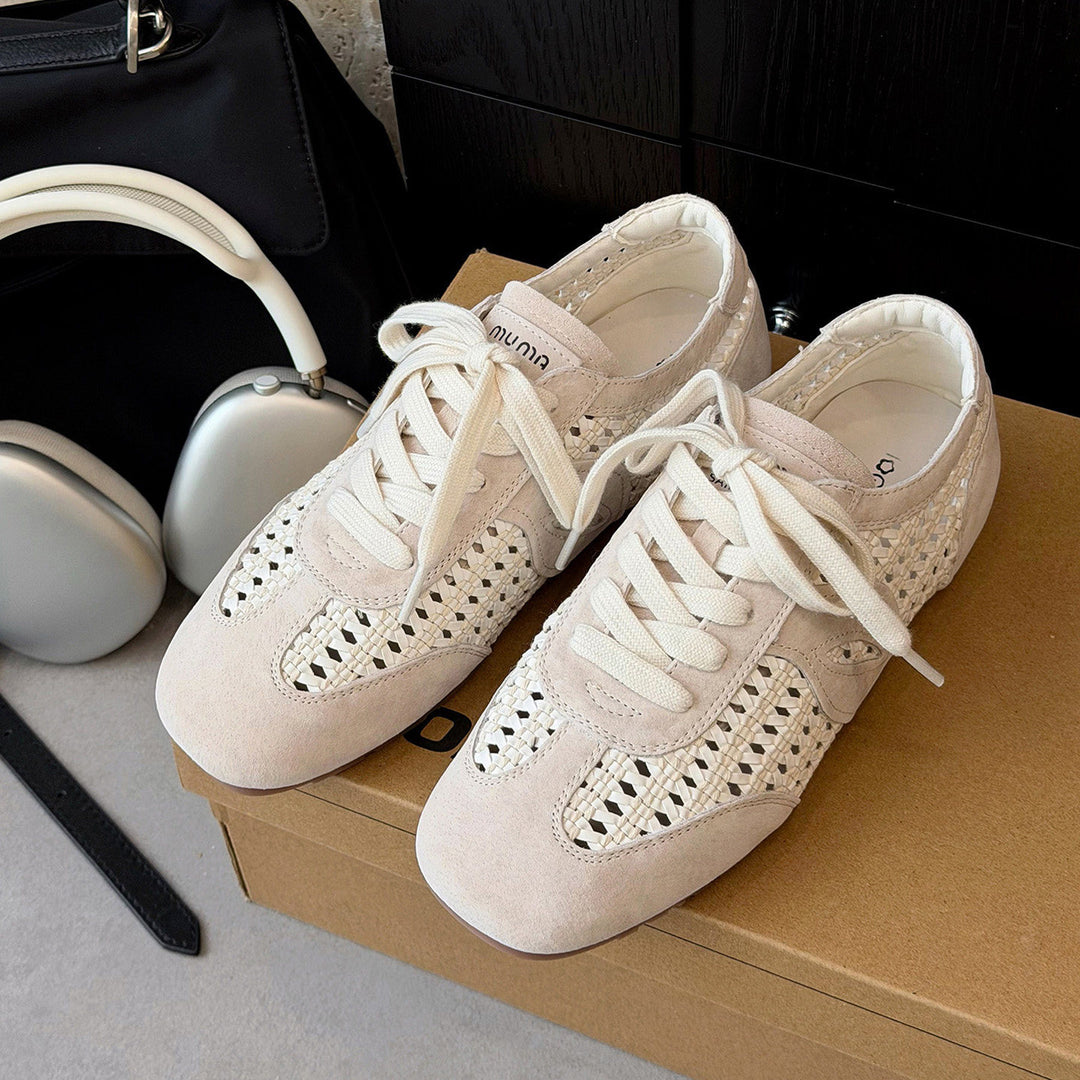 Damen elegante und luftige Schnürschuhe mit handgewebtem Obermaterial EB