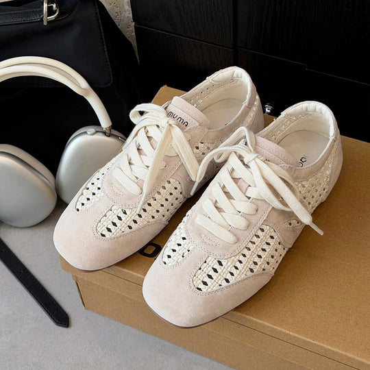 Damen elegante und luftige Schnürschuhe mit handgewebtem Obermaterial EB