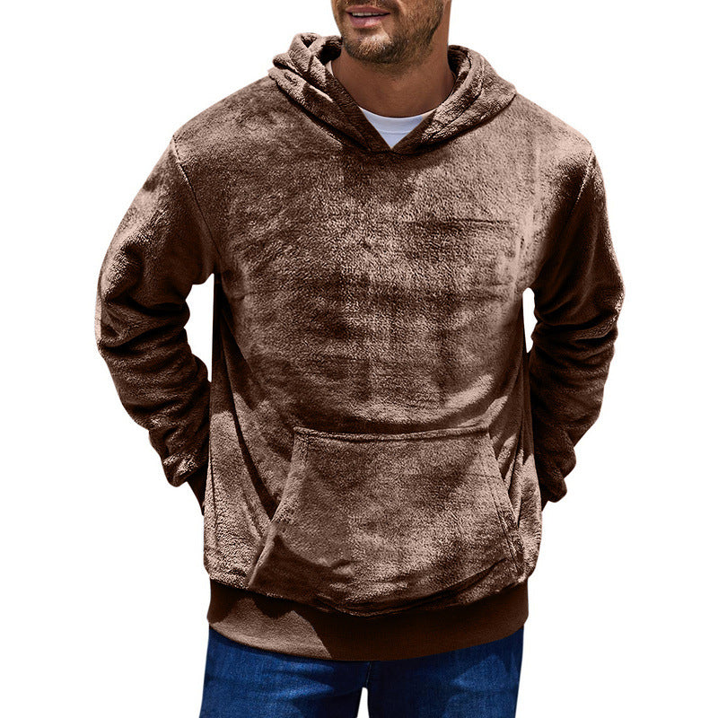Herren kuscheliger Hoodie mit praktischen Kängurutaschen und hohem Kragen EB