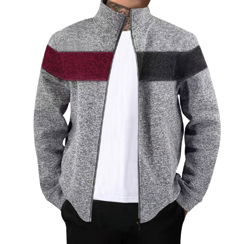 Herren Sportjacke mit kontrastierenden Farben und hohem Stehkragen EB