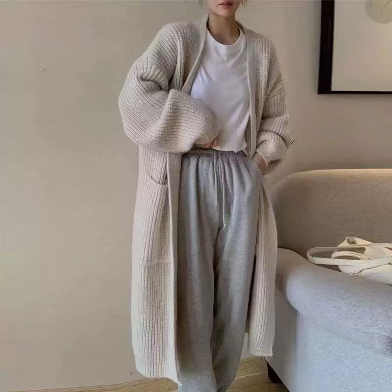 Damen Weicher Strickmantel mit großzügigen Taschen und weitem Schnitt EB