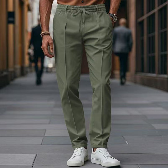 Herren elegante Freizeit-Hose mit elastischem Bund und seitlichen Eingrifftaschen EB