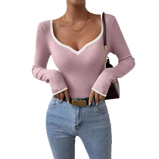Damen Langarmshirt mit herzförmigem Ausschnitt EB