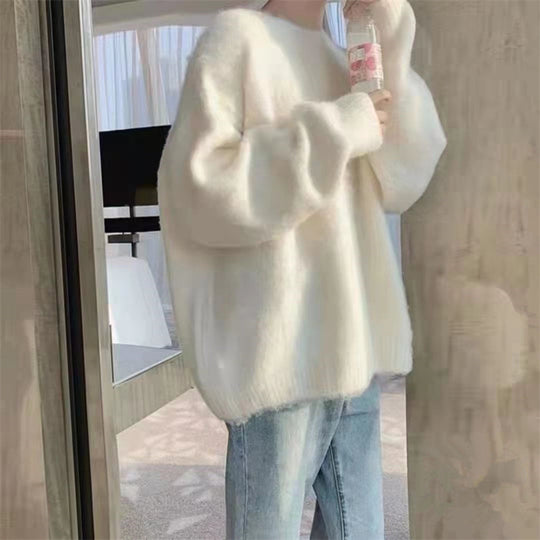 Damen Hochwertiger Strickpullover mit klassischem Rundhalsausschnitt und lässigem Schnitt EB