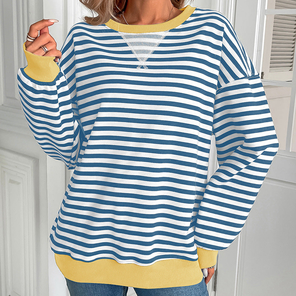 Damen gestreifter Pullover mit lockerer Passform EB